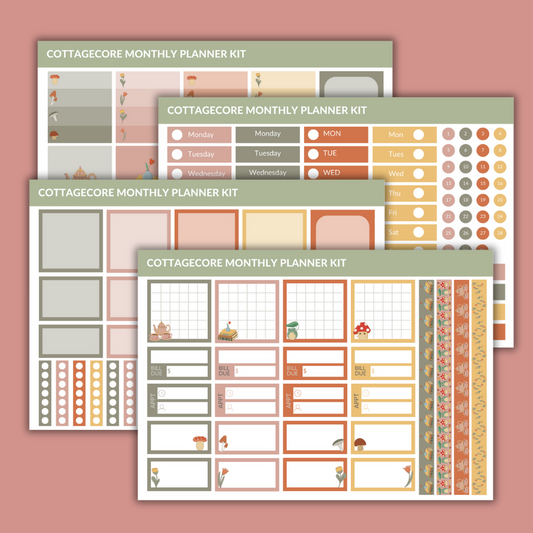 Cottagecore Monthly Planner Sticker Kit