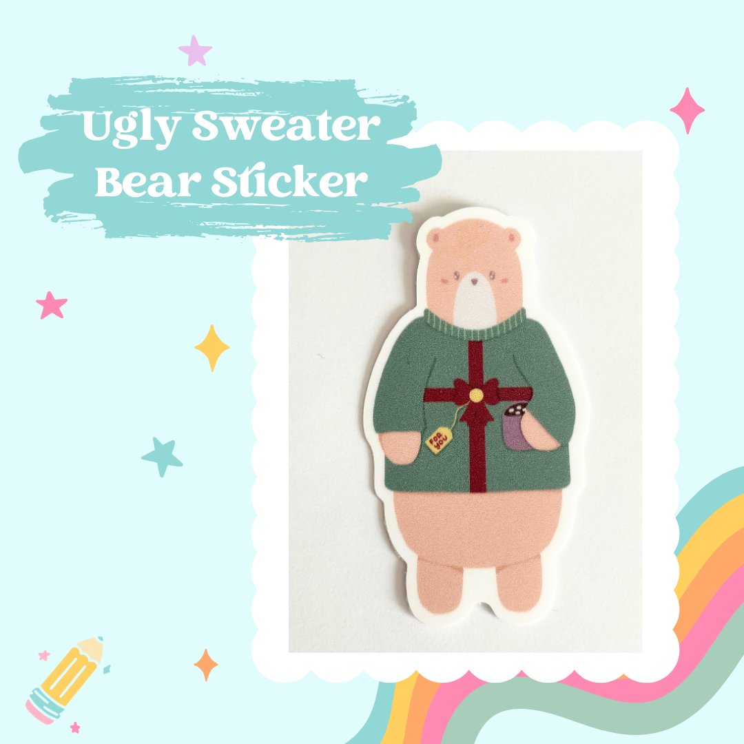 Ugly Sweater Bear Sticker