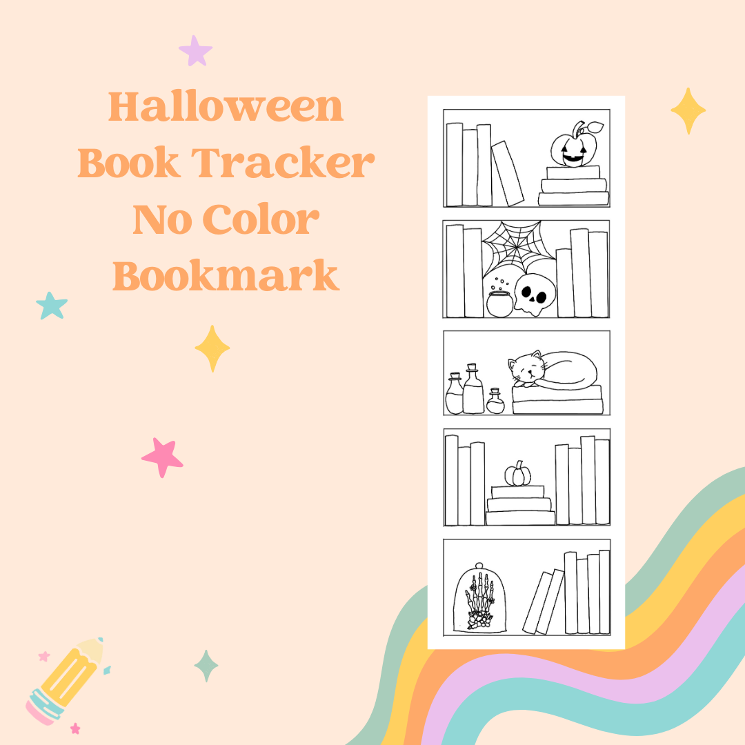 Reading Tracker Bookcase Halloween Coloring Bookmark