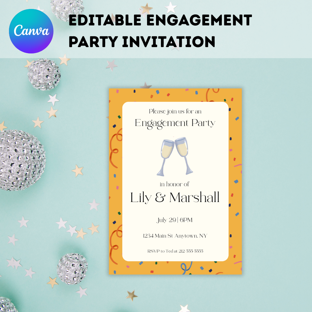 Engagement Party Invitation Template – Instant Download | Editable Canva Design