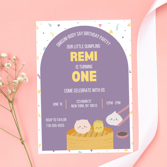 Dimsum Birthday Party Invitation Template | Yumcha Invite | Editable in Canva | Instant Download