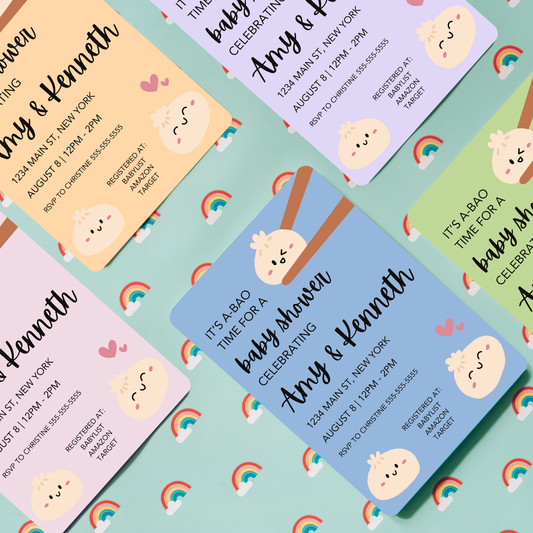It's A-BAO Time Baby Shower Invitation Template | Editable in Canva | Instant Download