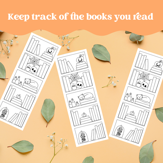 Reading Tracker Bookcase Halloween Coloring Bookmark