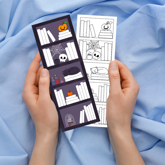Reading Tracker Bookcase Halloween Bookmark