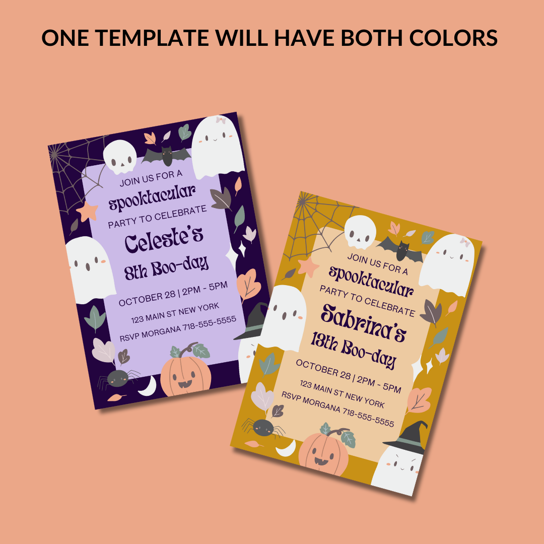 Halloween Booday Invitation Template – Editable in Canva | Instant Download