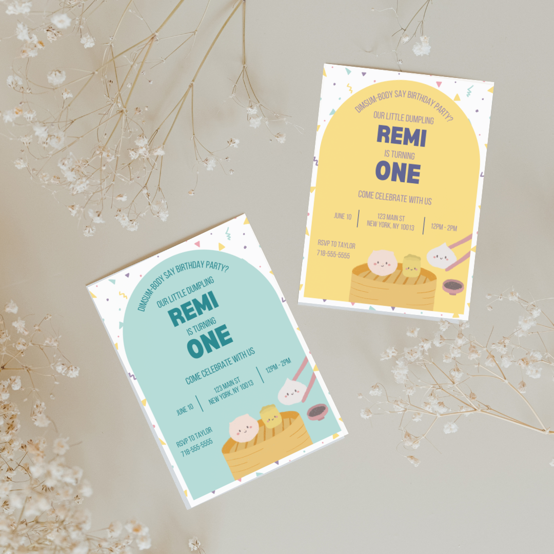 Dimsum Birthday Party Invitation Template | Yumcha Invite | Editable in Canva | Instant Download