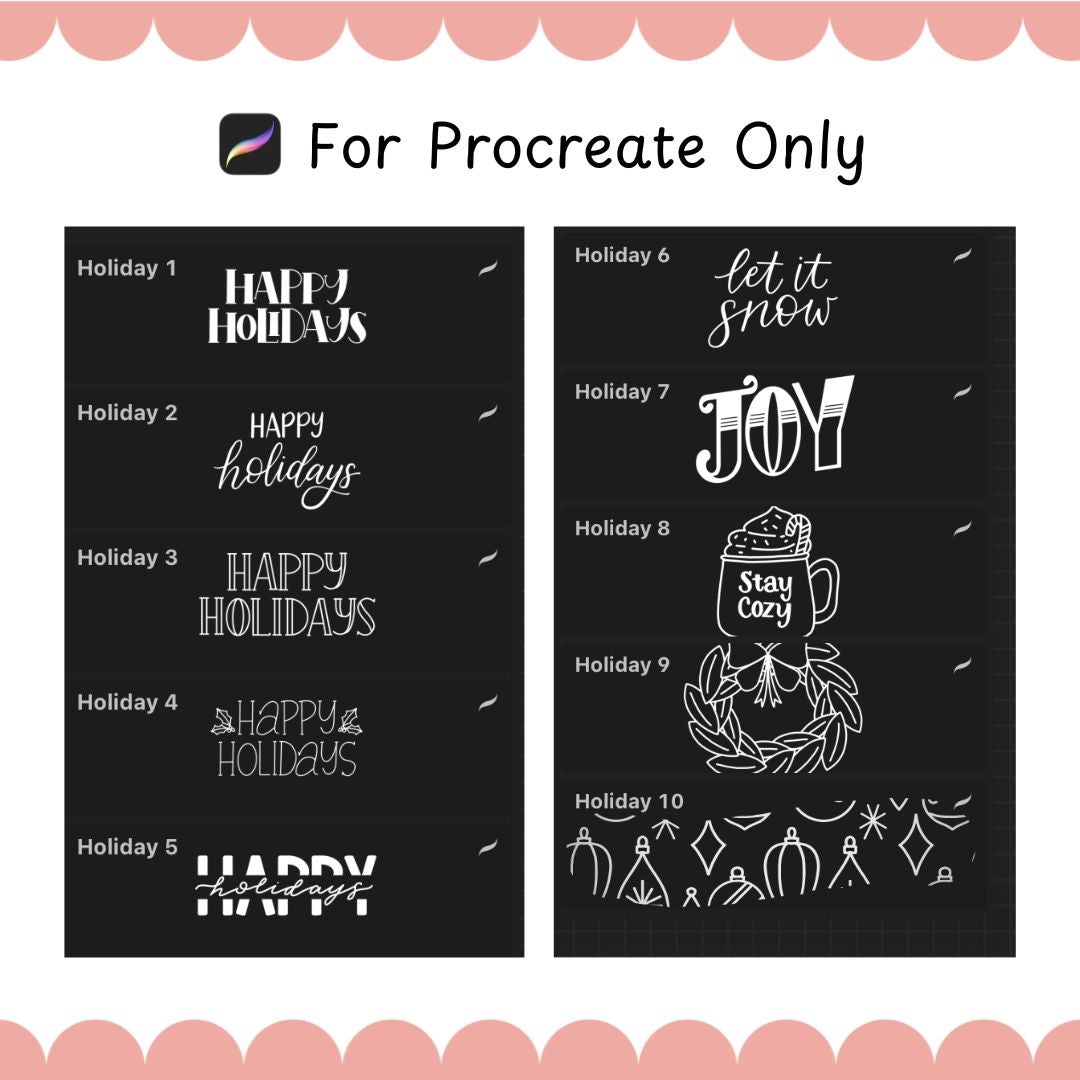 Holiday Procreate Stamps & Pattern Brushes