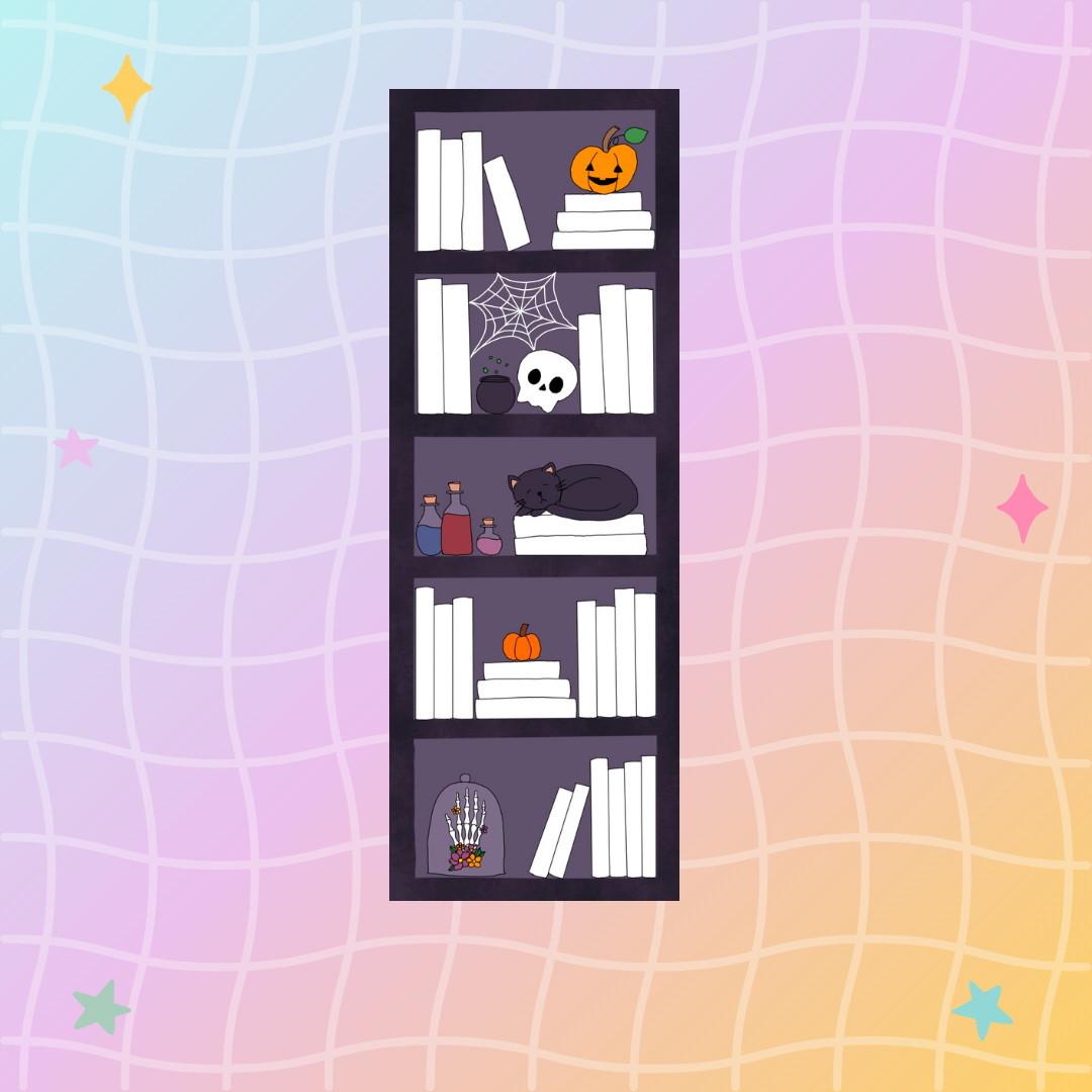 Reading Tracker Bookcase Halloween Bookmark