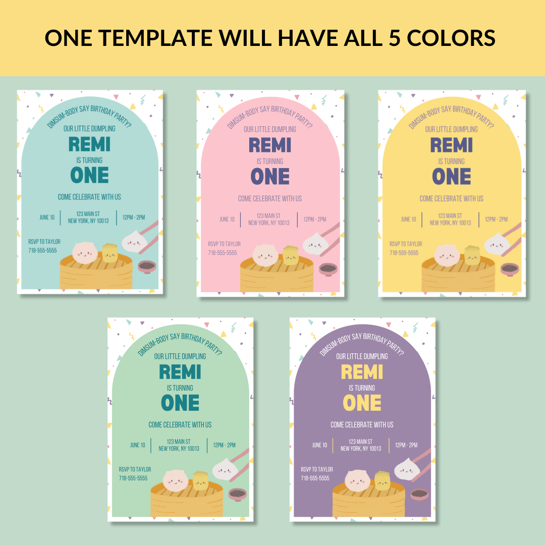 Dimsum Birthday Party Invitation Template | Yumcha Invite | Editable in Canva | Instant Download