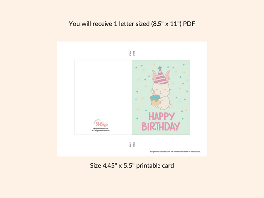 Birthday Toki Bunny Printable Greeting Card