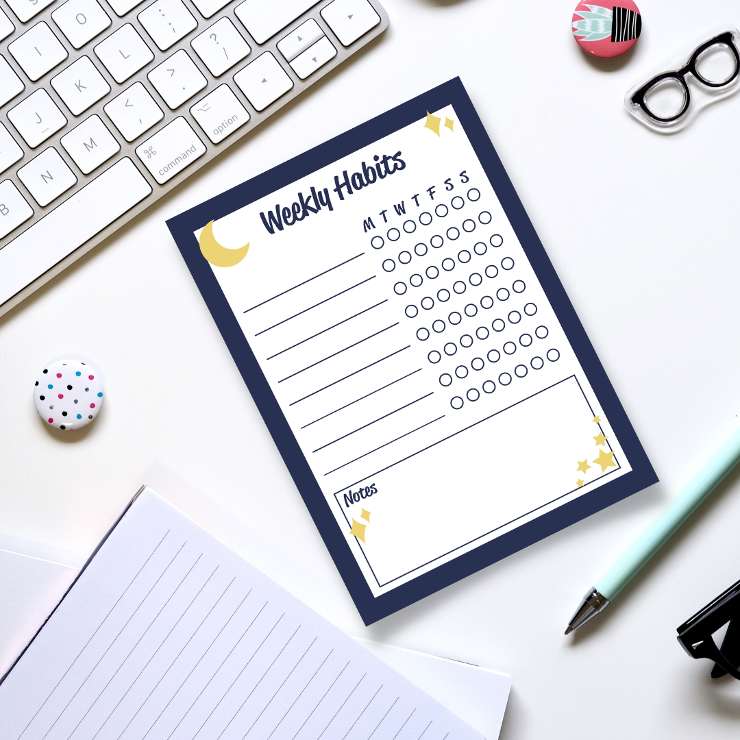 Moon and Stars Weekly Notepad
