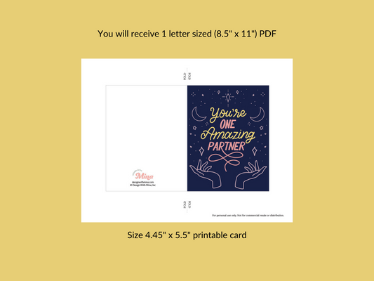 Amazing Partner Printable Greeting Card