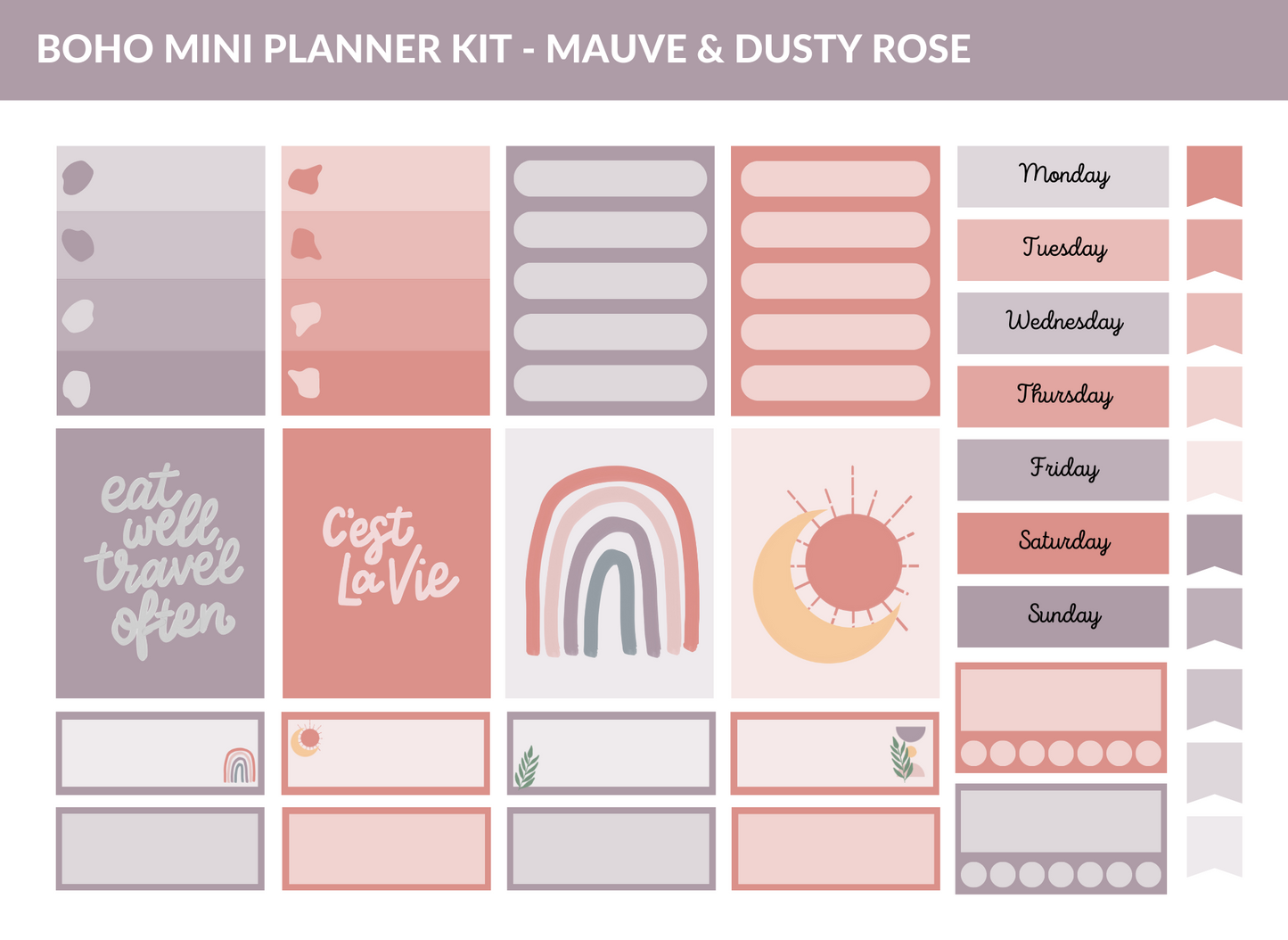 Boho Mini Planner Sticker Kit