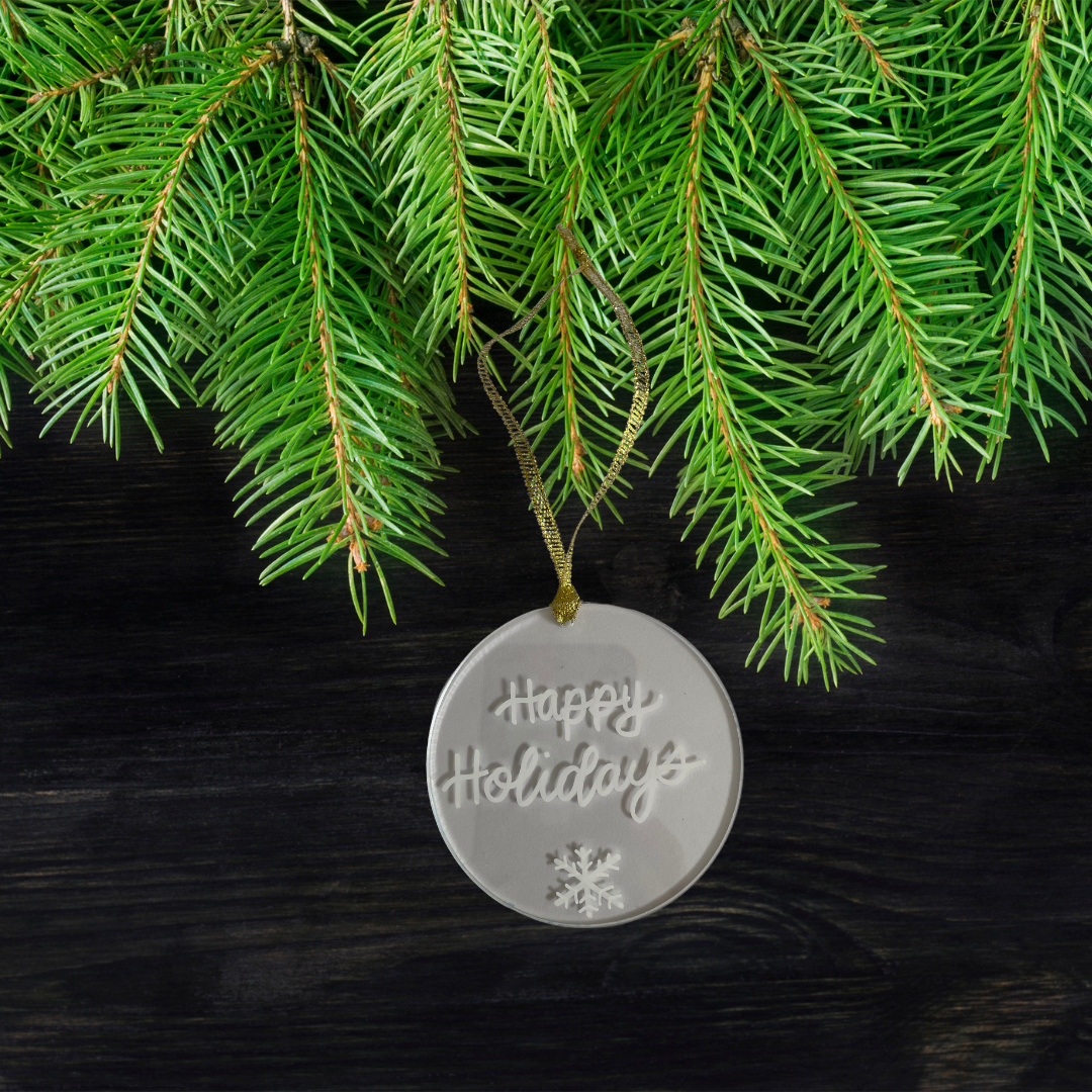 Happy Holidays Handlettered Ornament