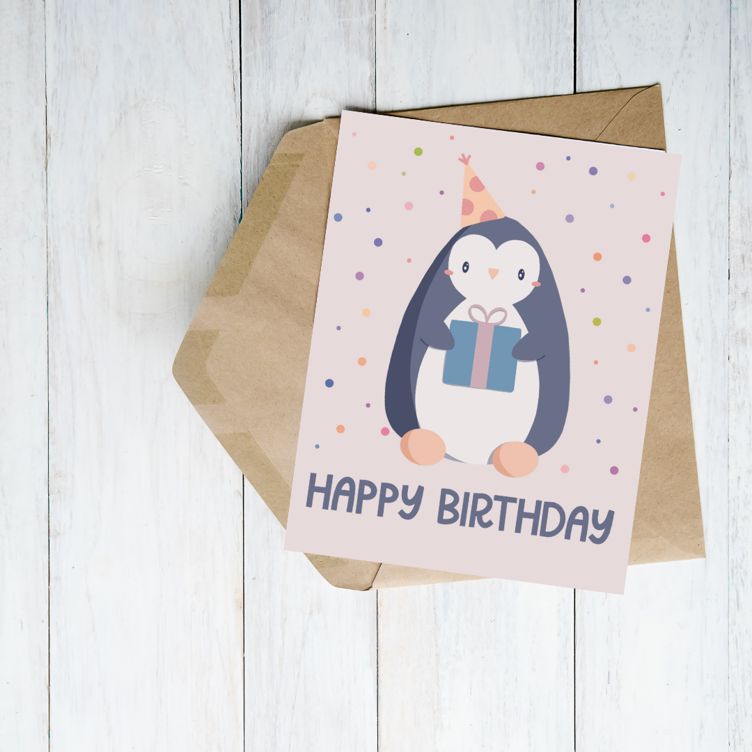 Birthday Penguin Greeting Card