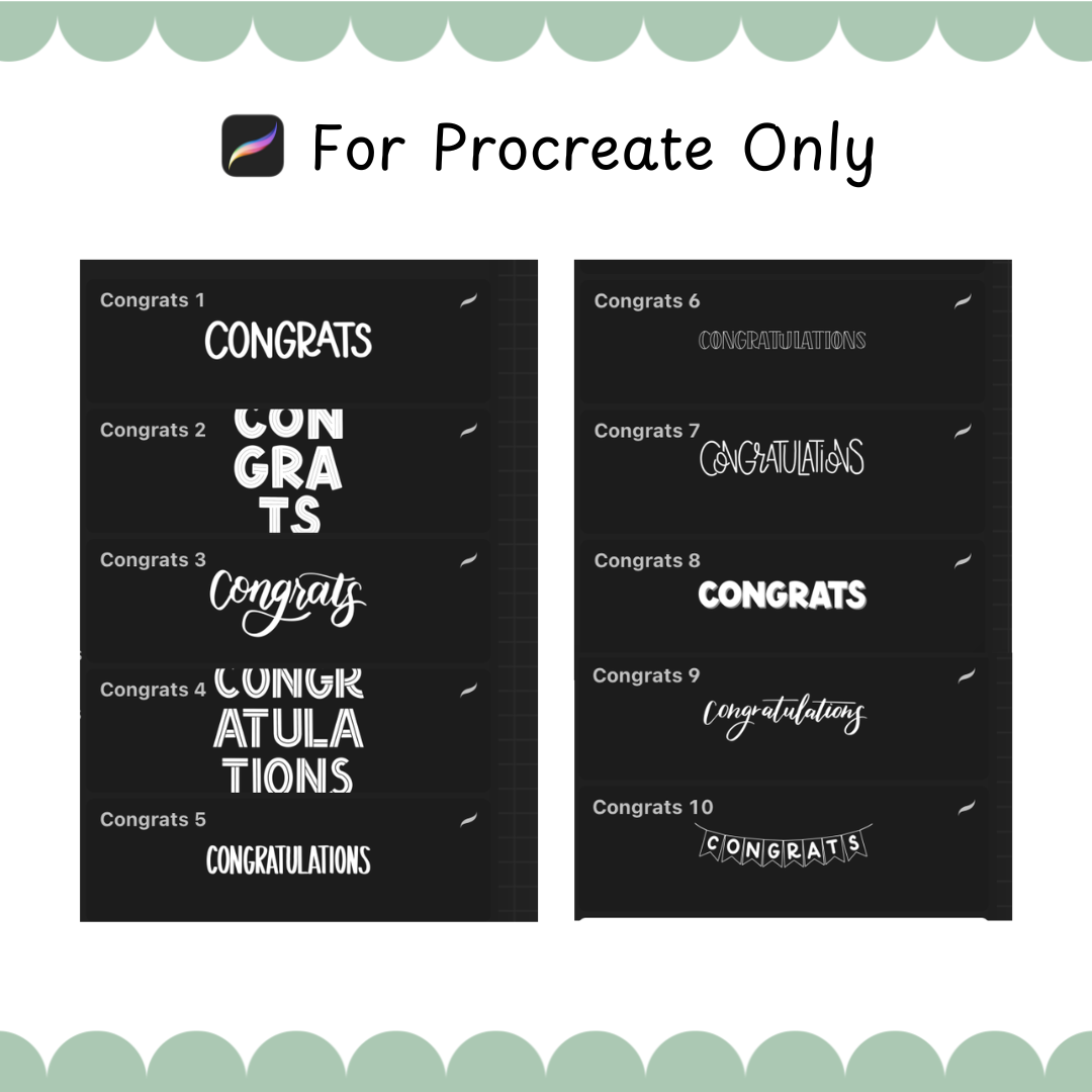 Congrats Procreate Stamp Brushes