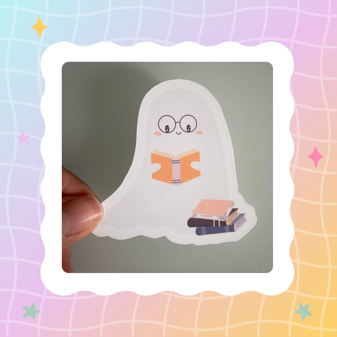 Reading Ghostie Sticker