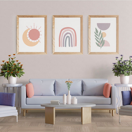 Printable Boho Digital Art  - Sun, Rainbow, Floral bundle