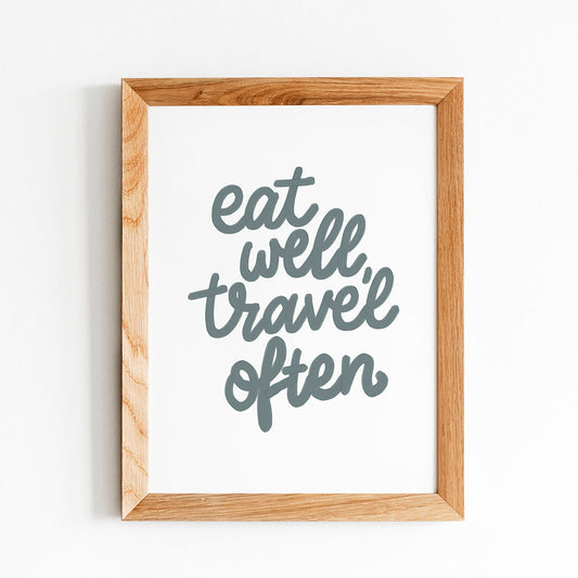 Printable Boho Digital Art - Eat well, travel often lettering