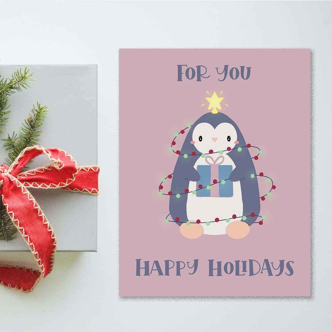 Xmas Penguin Greeting Card