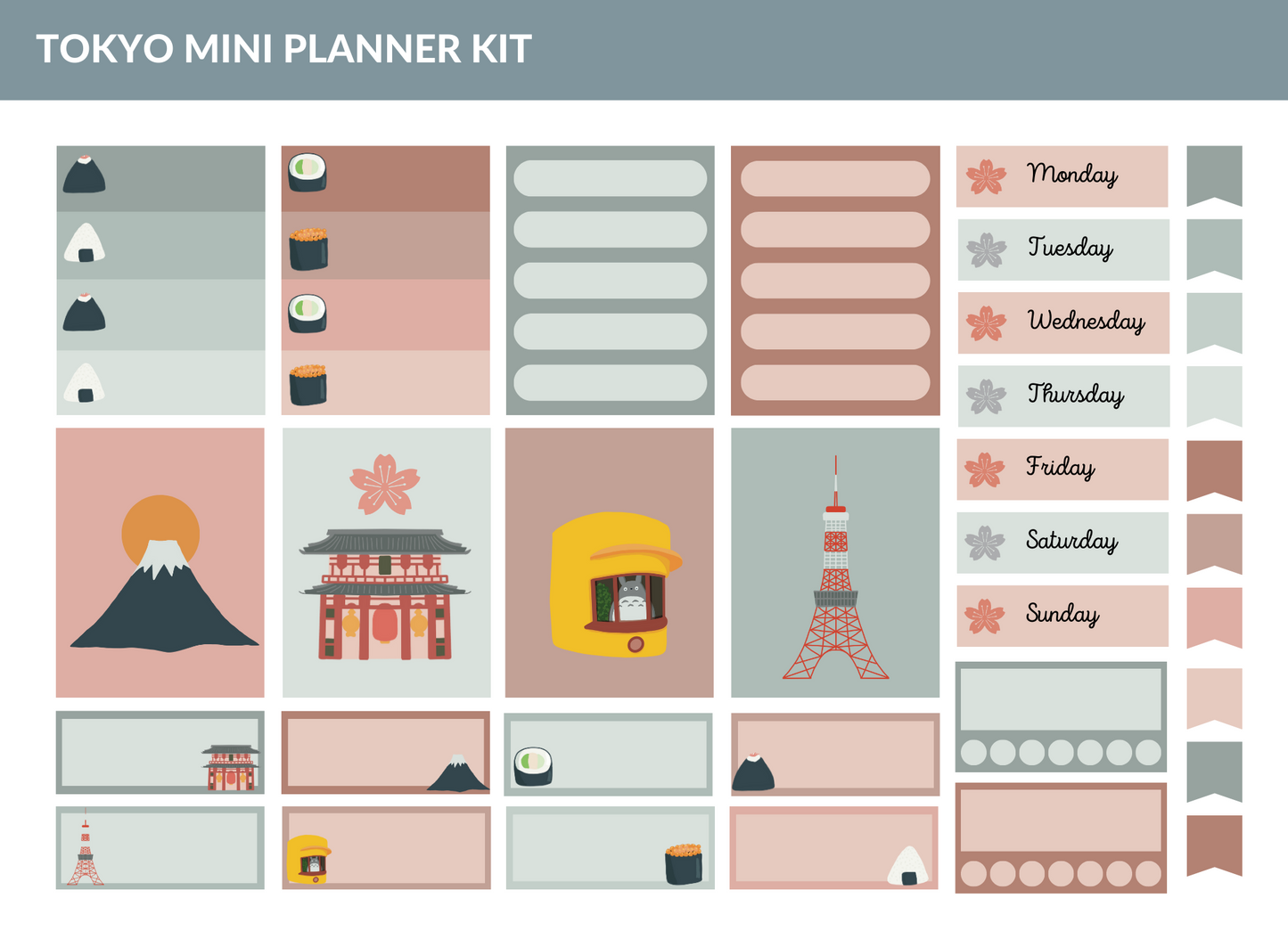 Tokyo Mini Planner Sticker Kit