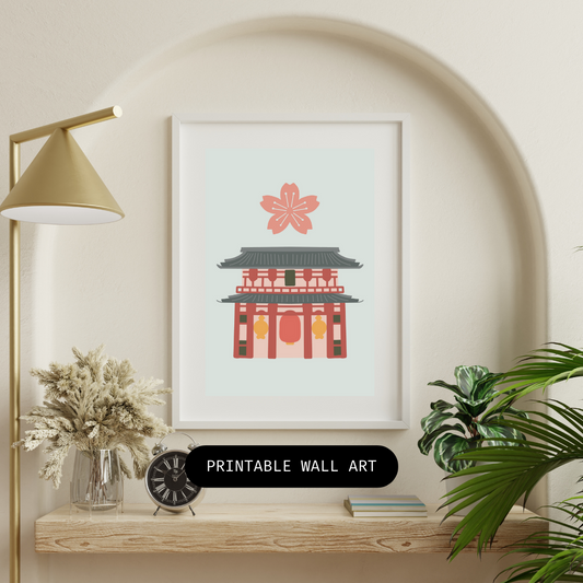 Printable Tokyo Digital Art - Sensoji Temple