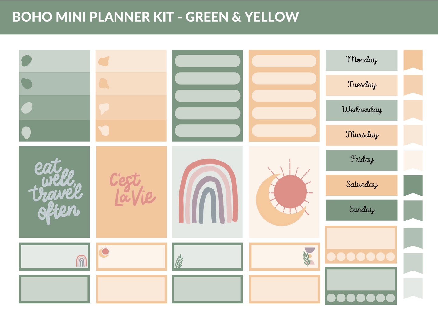 Boho Mini Planner Sticker Kit
